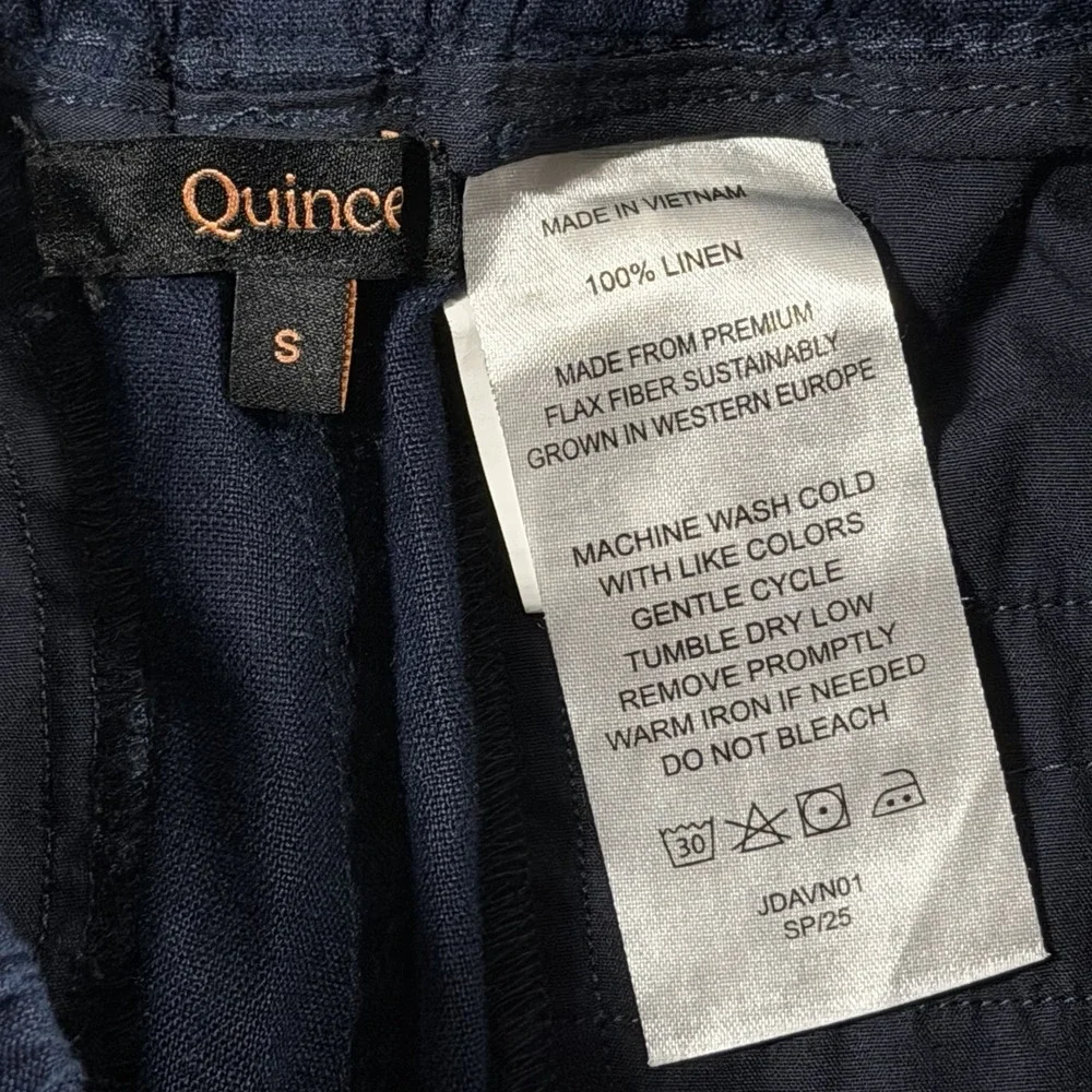 Quince Women's Size Small Navy Blue 100% European Linen Wide Leg Pants